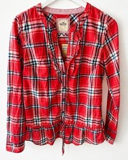 Hollister Red Plaid Ruffle