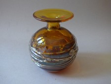 GREENHALGH GOLD LEAF STUDIO GLASS VANITY PERFUME FRAGRANCE FLOWER VASE BOTTLE