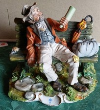 ANTIQUE 1978 porcelain CAPODIMONTE  Tramp   On a Bench  FIGURINE boxed