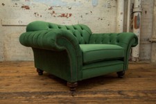 MODERN HANDMADE LARGE CHESTERFIELD BOTTLE GREEN VELVET SNUGGLE CHAIR, LOVE SEAT