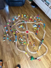 Wooden Train Mix Set Bundle With A Lot Of Trains Cars Figures And Accessories