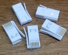PACK OF 5 QUALITY WHITE 6PIN BT631A TELEPHONE CABLE CRIMP CONNECTOR PLUGS 631A