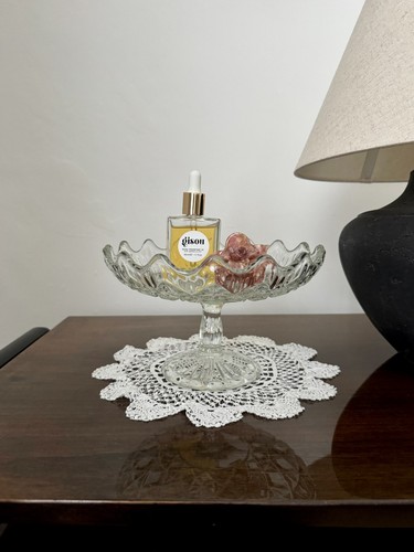 Vintage glass display - glass, pedestal