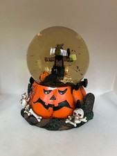 Halloween Snow Globe Scarecrow Skeleton Gravestone Bats Orange Ornament Party