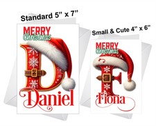 Personalised CHRISTMAS Card two sizes ANY NAME Quality Cardstock VIBRANT COLOURS