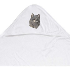 'Grey Wolf Head' Baby Hooded Towel (HT00011370)