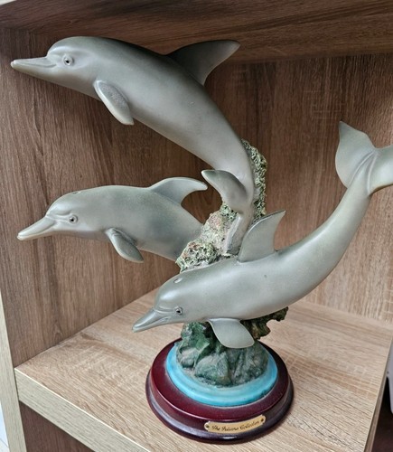 Dolphin trio leaping - leaping, resin
