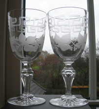 Antique - "Richardson" - A Pair Of Large Champagne/Water Goblets - C 1870