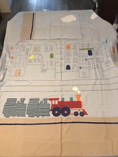 Blue train themed bedding set - train,