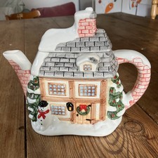 Winter Cottage Teapot The Village Annie Rowe Western House Gifts Christmas 