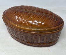 Vintage Terrine Brioche Michel Caugant 29.5cm - Hand Painted French Faience