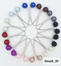 12X U-Shaped Brooch Pins Hijab Scarf Round Pearl Safety Pin Clips Multicoloured