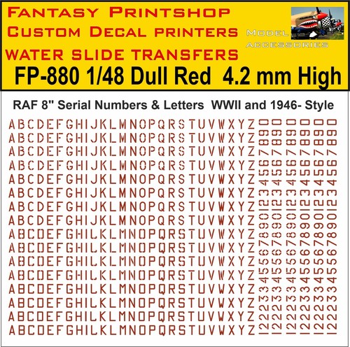 Raf letters numbers water - 8",