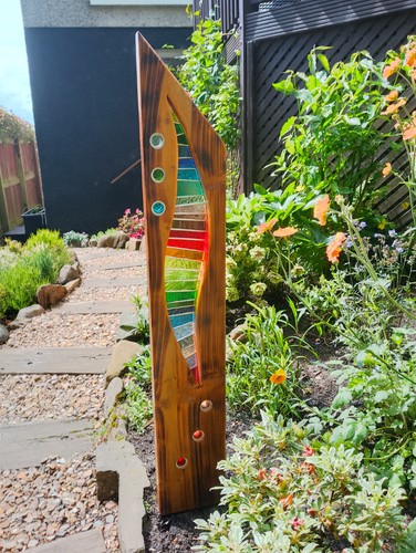 Stained glass garden sculpture - stained,