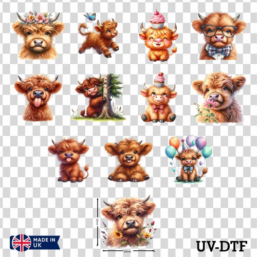 Floral highland cow dtf - 12,