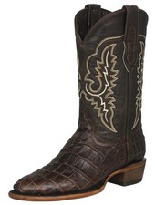 Mens Western Cowboy Boots Brown Alligator Big Belly Pattern Leather Rancho Botas