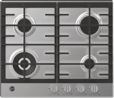 Hoover 60cm 4 Burner Gas Hob with Wok Burner - Stainless Steel HHG6BF4K3X