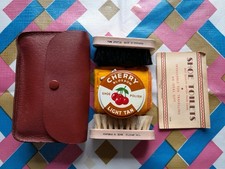 Vintage Travel Shoe Shine Kit. Leather Case. Cherry Blossom Shoe Polish