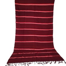 Vibrant Handmade Rug Moroccan Maroon Rug Red White Fringe Wool Rug Berber Carpet