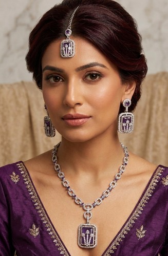 Silver purple bollywood bridal - silver,