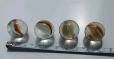 x4 vintage clear white red yellow black blue glass marbles 2cm across approx