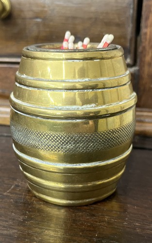 Antique brass match holder - holder, &