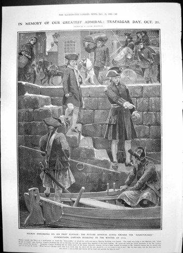 Antique print nelson aboard - print,