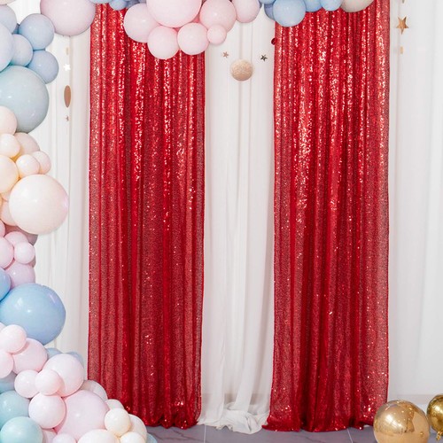 Panels red sequin curtains - red,