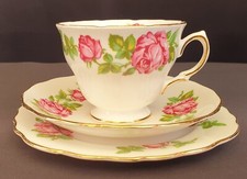 Royal Vale Tea Cup Trio ~ Pink Rose Pattern ~ Cup, Saucer, Plate
