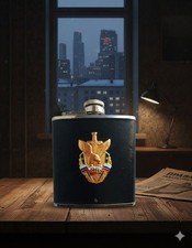 Russian FSB Federal Security Service Black Hip Flask with Badge Military Memorab