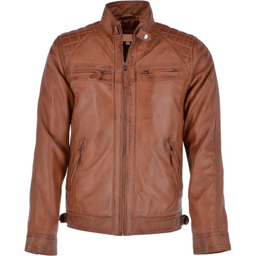 Brown unisex quilted genuine - quilted,