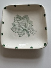 Grays Pottery Square Dish Green Leaf Spots Design VGC Quality 1930-50 Pretty ⭐️✨