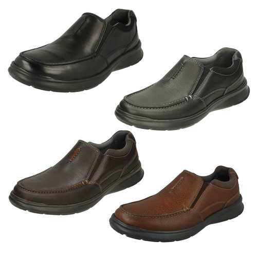 Mens clarks leather slip - leather, on