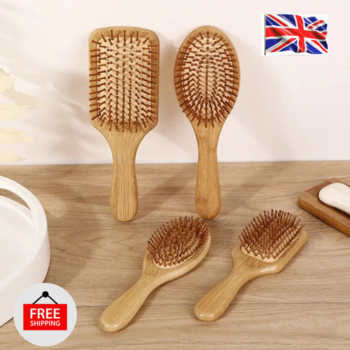 Natural bamboo paddle comb - bamboo,