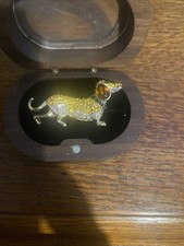 Beautiful Dachshund Brooch With Multicoloured Rhinestones (boxed)