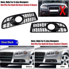 For Audi A4 B7 S-Line S4 2005-2008 Gloss Black Honeycomb Lower Fog Light Grille！