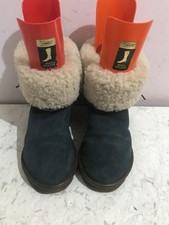 CELTIC & CO sheepskin womens brown green size 5 winter boots shoes -SG