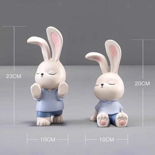 Cute rabbits book ends - rabbits,