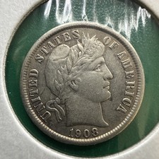 US Silver Barber Dime 1908