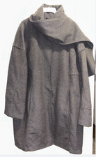 OVS Womens Wool Blend Charcoal Grey Wrap Scarf Over Coat Jacket Italian It 47