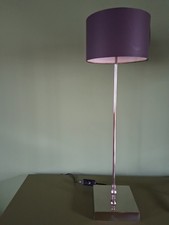 RRP £645 Simple Stylish Porta Romana Chrome Table Lamp Aubergine Shade