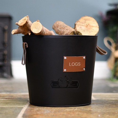 Black leather wood - black,