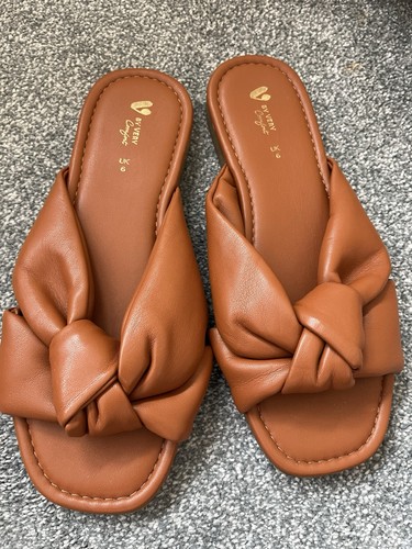 Ladies new brown flat mules - flat,