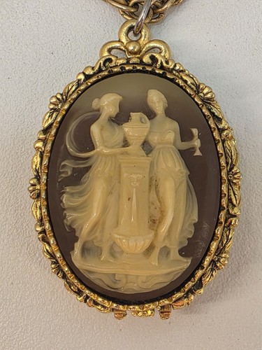 Gold tone cameo solid - gold, perfume