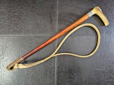 ENGRAVED 1889 SWANSEA OLD BREWERY Antique RIDING HUNTING CROP,  Antler, Silver