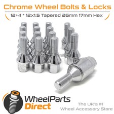 Wheel Bolts & Locks (12+4) 12x1.5 for Peugeot 107 05-14 on Aftermarket Wheels
