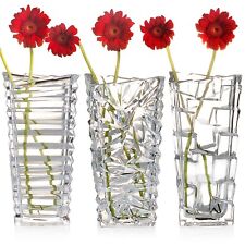 Crystal Look Heavy Glass Bouquet Flower Vase Holder Home Table Elegant Decor