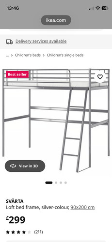 Ikea svärta loft bed frame - svÄrta,