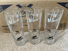 X3 Carling Pint Beer Glasses