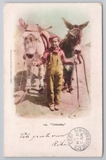 Vintage 1906 Postcard Child in Donkey Cart "Comrades" Mitchell Pub Sent  Holland